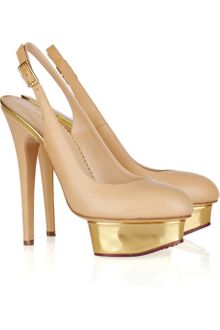Charlotte Olympia Dolly Metallic Leather Slingback Pumps - Lyst