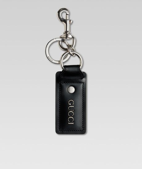 Gucci Leather Key Chain with Gg Logo in Black for Men - Lyst