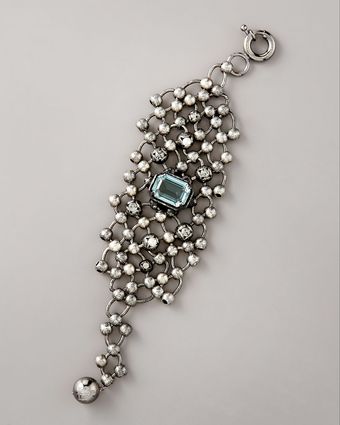 Lanvin Beaded-chain Cuff Bracelet, Gunmetal - Lyst