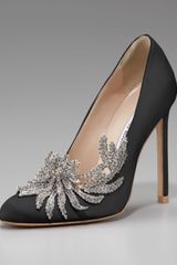 Manolo Blahnik Swan Embellished Satin Pump, Black