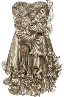 Marchesa Embellished Pleated Silk-organza Dress - Lyst