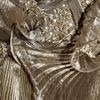 Marchesa Embellished Pleated Silkorganza Dress in Gold (bronze) - Lyst