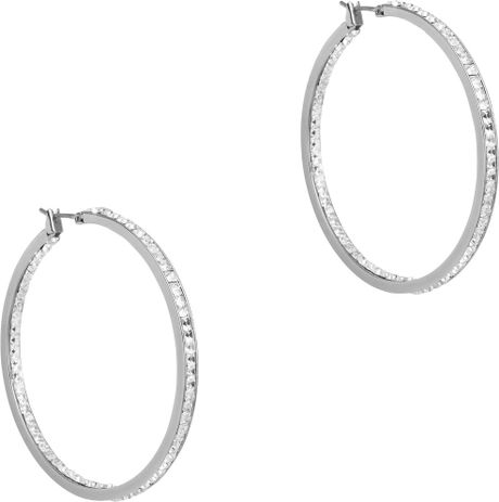 Michael Kors Crystal Hoop Earrings, Silver in Silver (one size) - Lyst