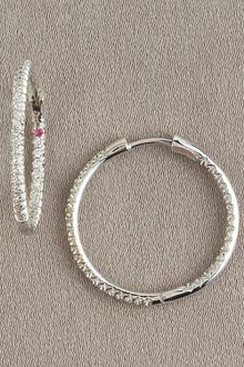 Roberto Coin Diamond Hoop Earrings, 1 - Lyst