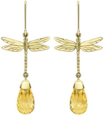 Theo Fennell 18 Carat Yellow Gold Citrine Dragonfly Drop Earrings - Lyst
