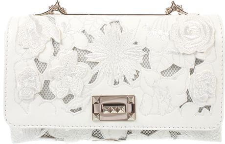 Valentino White Lace and Leather Girello Bag in White - Lyst