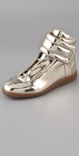 Maison Martin Margiela Metallic Flat Sneakers in Gold - Lyst