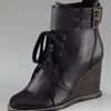 See By Chloé Laceup Wedge Bootie in Black - Lyst