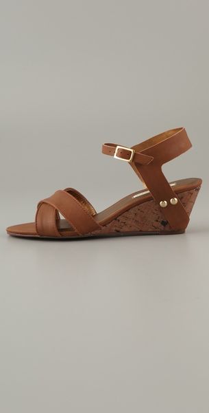 ... Cynthia Vincent Lita Low Wedge Sandals in Brown (chocolate) | Lyst