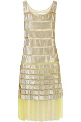 Marc Jacobs Metallic Lam&eacute; and Mesh Striped Dress