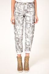 ASOS Collection Asos Face Print High Waist Boyfriend Jean