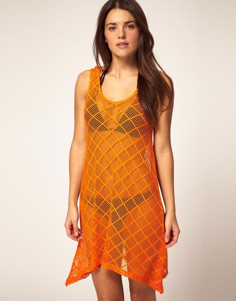 Asos Asos Beach Vest Cover Up in Orange - Lyst
