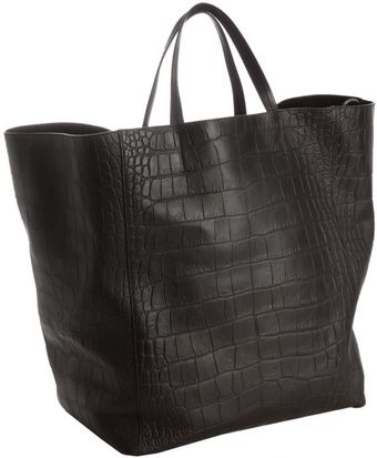 Celine Black Croc Embossed Square Cabas Shopper Tote - Lyst