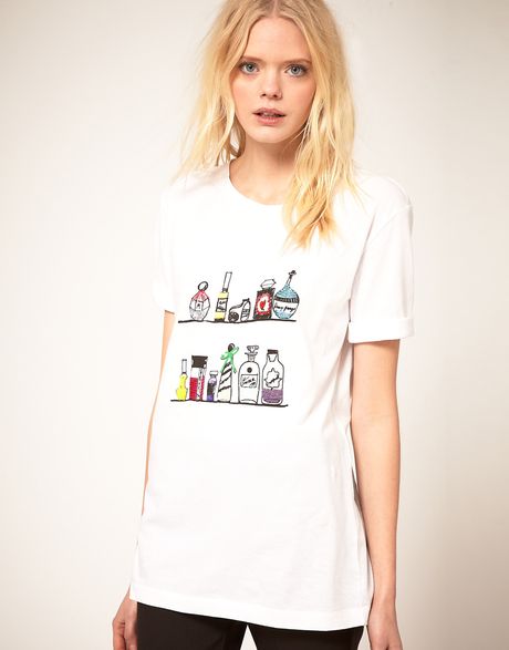 Markus Lupfer T Shirt With Perfume Embroidery in White - Lyst