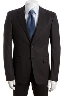 Prada Anthracite Sharkskin Virgin Wool Two-button Suit with Flat Front Pants - Lyst