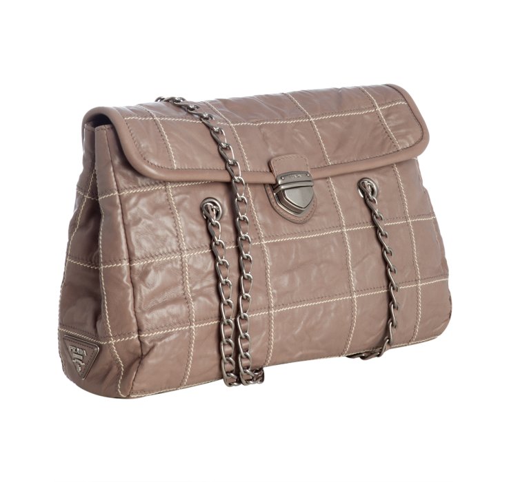 Prada Clay Antiqued Nappa Leather Chain Strap Shoulder Bag in Brown (clay) | Lyst