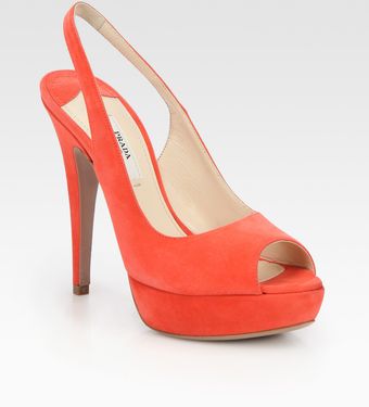  Suede Peep Toe Slingback Pumps 