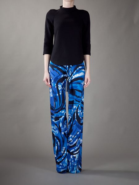 Emilio Pucci Printed Trouser in Blue - Lyst