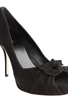 Gucci Suede Lise Peep Toe Bow Pumps - Lyst