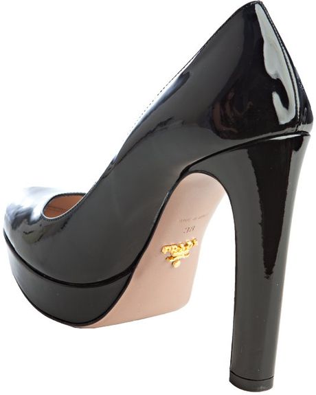 prada patent leather platform pumps