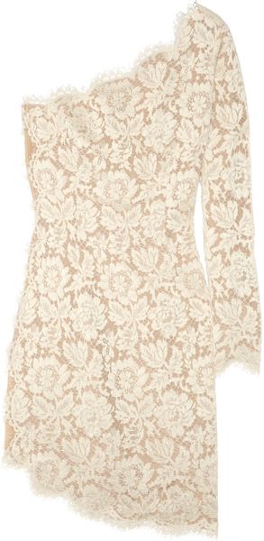 Stella Mccartney Asymmetric Lace Dress in Beige (cream) - Lyst