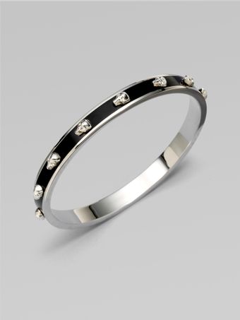 Alexander McQueen Enamel Accented Skull Bangle Bracelet - Lyst