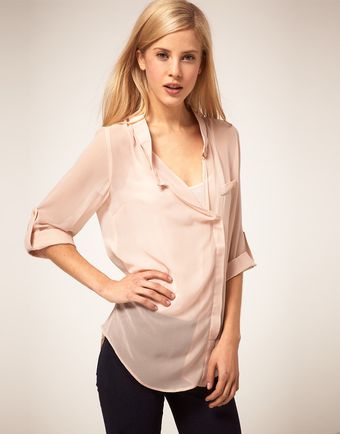 ASOS Collection Asos Blouse with Wrap and Dropped Collar - Lyst