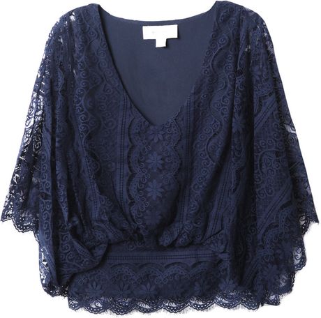 Beyond Vintage Dolman Sleeve Lace Blouse in Blue (navy) | Lyst