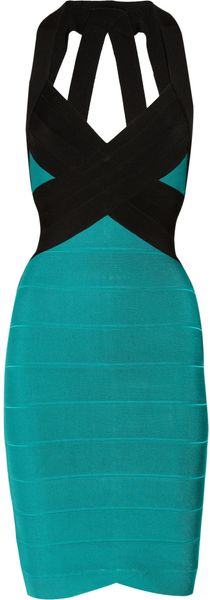 Hervé Léger Blockcolor Bandage Dress in Blue - Lyst