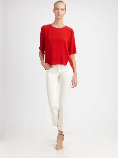 Stella Mccartney Contrast Piping Blouse in Red (cherry) - Lyst