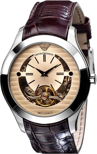 Emporio Armani Round Meccanico Watch  - Lyst