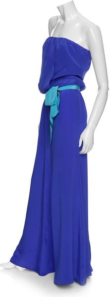 Jay Godfrey Contrast Sash Belt Strapless Maxi Dress - Lyst