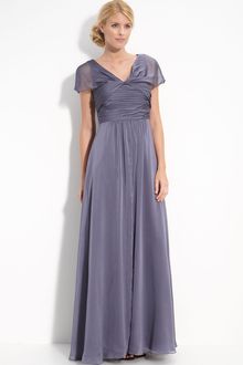 Adrianna Papell Pleat Bodice Chiffon Gown - Lyst