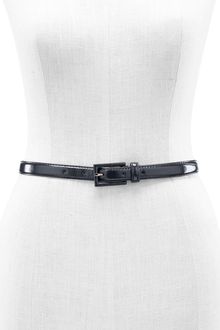 Another Line Skinny Patent Belt with Covered Buckle - Lyst