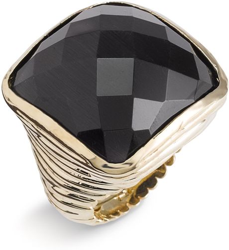 Ariella Collection Faceted Square Ring in Black - Lyst
