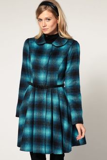 ASOS Collection Check and Belted Fit and Flare Coat - Lyst
