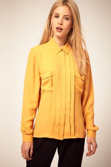 ASOS Collection Asos Blouse with Collar and Pintucks - Lyst