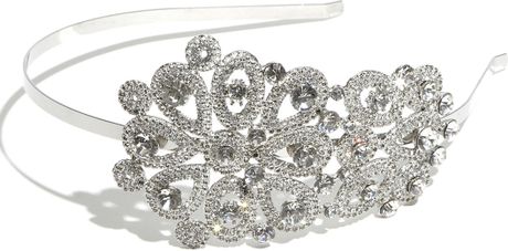 Cara Accessories Beautiful Memories Crystal Ornament Headband in White (crystal) - Lyst