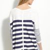 Caslon® Button Back Stripe Sweater in Blue (blue cobalt stripe) - Lyst