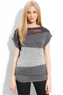 Caslon® Bateau Neck Mixed Knit Sweater - Lyst