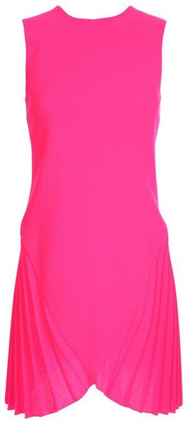 Christopher Kane Crepe Wool Dress with Pleated Sides in Pink - Lyst