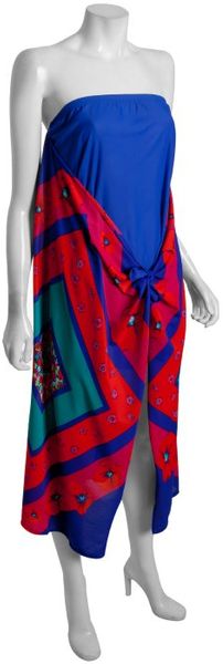 Dkny  Floral Scarf Print Convertible Coverup in Blue - Lyst