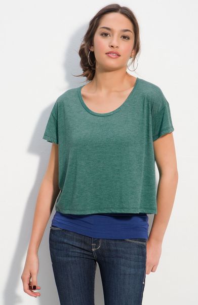 Frenchi® Scoop Neck Boxy Tee in Green (teal- bayou) - Lyst