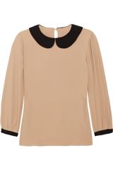 Giulietta Contrast-Collar Crepe Blouse