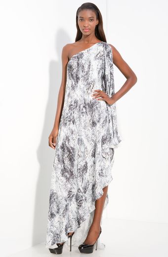 Halston Heritage Silk One Shoulder Gown - Lyst