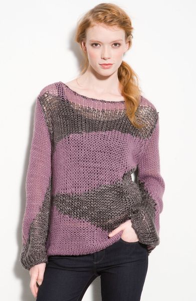 Hinge Loose Knit Colorblock Slouchy Sweater in Gray (grey ...
