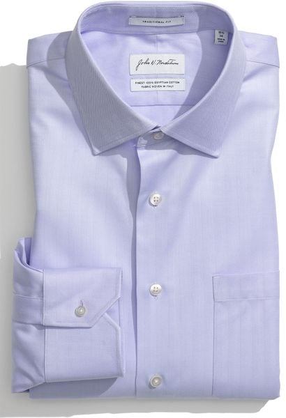 NordstromÂ® Traditional Fit Egyptian Cotton Herringbone Dress Shirt ...