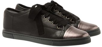  Leather Trainers with Metallic Toe Caps 
