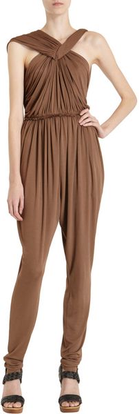 Lanvin Halter Jumpsuit in Brown (tan) - Lyst