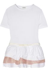 Miu Miu Ruffled Cotton-jersey and Organza Top